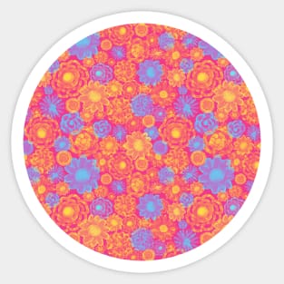 Vivid Flowers Pattern with Bold Colors Sticker